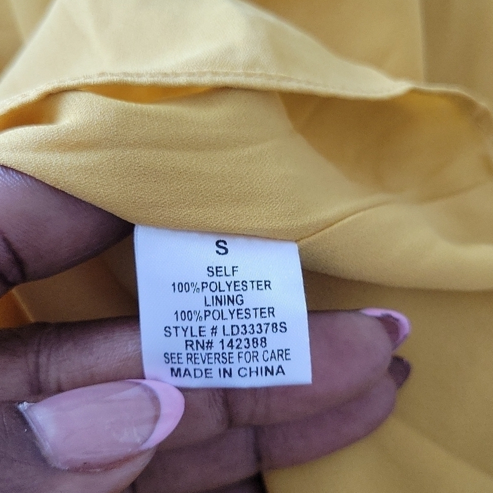 Essue mustard yellow floral Botanical Cottagecore Peasant dress size S - Picture 7 of 8